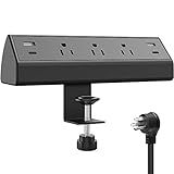 Jgstkcity Desk Clamp Power Strip,40W Total Fast Charging Station,2 PD 20W USB C Ports,Desk Edge Mount Surge Protector for Home, Office,3 Outlets,Fit 1.96" Tabletop Edge,ETL Listed