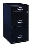 Space Solutions - 3 Drawer Fully Assembled Steel File Cabinet, Home & Small Office Use, Fits Under Most Desks, Letter-Size, Small Supply Drawer, Locking, Black