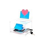 KAFENDA Donation Ballot Box with Lock - Secure Suggestion Box Perfect for Business Cards (6.25" x 4.5" x 4") (Clear)