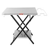 Feasto Outdoor Grill Table, Foldable Pizza Oven Stand & Griddle Stand with Garage Rack & Tissue Holder, Folding Outdoor Prep Table for Gathering and Party, 30" x 24", Stainless Steel