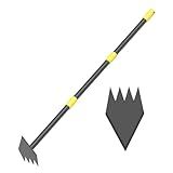 Dual Headed Weeding Tool, Long Handle for Loosening Soil Weeding Digging with Heavy Duty Stainless Steel Manual Weeder Hoe Garden Tool 17-45 inch Metal Black