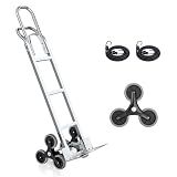 Stair Climbing Cart, 600 lbs Capacity Stair Climber, Hand Truck Dolly with Stretchable Dual Handle, 2 in 1 Heavy-Duty Trolley Cart, 6 Wheels Stair Dolly 2 Elastic Rope for Home Moving Warehouse