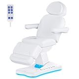 Full Electric Tattoo Chair Facial Bed for Esthetician, Electric Massage Tattoo Chair for Client with 4'' Think Premium Foam, Physical Ajustable Therapy Table for Facial,Spa (White/Upgrade 3Mold)