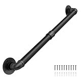 Abiglifty 3FT Pipe Handrail, Hand Rails for Indoor Stairs, Stair Railing Indoor, Grab Bars for Wall, Outdoor Handrails for Exterior Steps, Elderly Safety Handle for Stairs Porch Bathroom (Black,90cm)