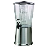 Service Ideas CBDRT3SS Beverage Dispenser, Round, 3 Gallon with Plastic Container and Optional Infuser Tube, Stainless Steel Base and Lid, NSF certified