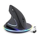 Perixx PERIMICE-713LRX - Left Handed Cordless Rechargeable Vertical Mouse - Duo Wired and Wireless Charging Feature - Included Wireless Charger - Left Handed