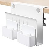 MAXECHO Desk Side Storage, Under Desk Laptop Mount, Table Side Hanging File Organizer, No Drill Clamp On Cable Management Tray, Laptop Holder with Magnetic Pen Holder for Office and Home, Load 22 Lbs