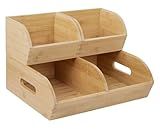 Potato and Onion Storage Bin for Pantry and Kitchen Counter - Ventilated Stackable Bamboo Organizer Baskets with Handles - Multipurpose Organization Containers for Fruit, Vegetable, Pantry - 3 Pack