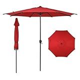 Abba Patio 9FT Lyon Outdoor Patio Umbrella Outdoor Table Umbrella with Push Button Tilt and Crank Market Umbrella 8 Sturdy Ribs UV Protection Waterproof for Garden Deck Backyard Pool Dark Red