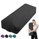 TokSay Rectangular Yoga Bolster Pillow, Meditation Pillow for Yin & Restorative Yoga, Filled with Wasted Sponge (Black)