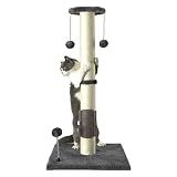 PEEKAB 32" Tall Cat Scratching Post Sisal Scratch Posts,with Hanging Ball and Self-Massage Brush Vertical Scratcher for Indoor Cats and Kittens Gray 32inches