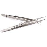 HOPLEX 2PCS Precision Tweezers, Model Hobby Making Tools, Upgraded Bent and Straight Flat Tip Stainless Steel Tweezers for Gundam, Scale Military Model, 3D Resin Parts, Electronics, Sodlering, DIY
