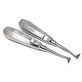 Set of 2 - Cryer Dental Molar Root Extraction Elevator Left and Right East-West Flag Luxating Tips Stainless Steel Instruments (DEL #1L + DEL #1R)