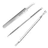 Yolmooat 3Pcs Professional Pimple Popper Tool Kit,Pimple Extractor,Surgical Grade Blackhead Remover,Blackhead Remover Tools,Acne Comedone Extractor Tool for Face, Nose, T-Zone