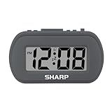 Sharp Digital Alarm Clock – Tactile Plastic Case with Soft Rubberized Finish - Battery Operated – Blue Backlight on Demand – Ascending Alarm – Easy to Use – Charcoal Black