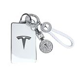 Tesheer for Tesla Key Card Holder Bling Key Chain Card Key Holder for Model S/X/3/Y Cybertruck Keychain (White)