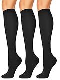 NANNBAKE 3 Pairs Compression Socks for Women & Men 15-20 mmHg,Best Support for Cycling Athletic Hiking Running