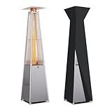 LAUSAINT HOME 48,000 BTU Pyramid Propane Heater – Outdoor Heater for Patio with Waterproof Cover & Wheels, 87" Tall Quartz Glass Tube Flame Heater for Deck, Garden, Party, Commercial, Restaurant