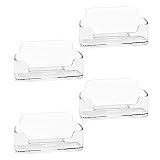 HSYMQ 4 Pack Business Card Holder for Desk, Clear Acrylic Plastic Business Cards Display Holders Stand, Fits 30-50 Business Cards