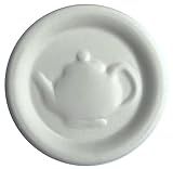 JBK Pottery Pot Minder Ceramic Boil Spill Stopper Disc - Kitchen Overflow Preventer for Noodles, Soups, Pasta, Seafood - Heat, Steam & Splatter Saver for Stove & Microwave - 2.3 inches, Tea Pot Design