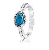 Teppdfann Boho Silver Turquoise Birthstone Rings for Women Western Adjustable Open Statement Handmade Ring for Women Birthday Jewelry Gift