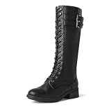 DREAM PAIRS Women's Knee High Riding Combat Boots,Black,8.5