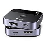 UGREEN 8K@60Hz DisplayPort+USB C Switch 2 in 1 Out DP 1.4 Out Ultra HD Supports 4K@240Hz 3D HDR10+ HDCP2.3 USB-C+DisplayPort Switcher Compatible with Laptops, Computers, Desktop, Steam Deck