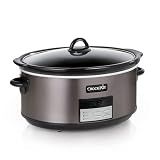Crock-Pot Large 8-Quart Programmable Slow Cooker with Auto Warm Setting Black Stainless Steel