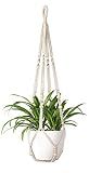 Mkono Macrame Plant Hanger Indoor 35 Inch Hanging Planter Basket Ivory 1Pc