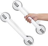 Reyiu Grab Bars for Bathtubs and Showers, 16 Inch Shower Handle Heavy Duty Suction Cup Grab Bars for Shower Chair, Bathroom Safety Bar for Elderly 2 Pack