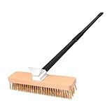NUTUNI Large Pizza Oven Brush with Scraper, 10.7" Length Brass Bristles Grill Brush with 37 or 52.8 Inch Long Handle, Backyard Pizza Oven Accessories