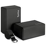 Syntus Yoga Block and Strap Set, 2 EVA Foam Soft Non-Slip Blocks 9×6×4 inches, 8FT Metal D-Ring Strap for Yoga, General Fitness, Pilates, Stretching and Toning
