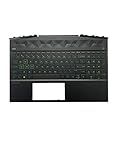 Replacement for HP Gaming Pavilion 15-DK 15-DK0126TX TPN-C141 Laptop Upper Case Palmrest Green Backlit Keyboard Assembly Part L57593-001 AP2K8000310