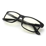 J+S Blue Light Blocking Glasses for Women Men | Anti Eyestrain Headache Glare | Computer (Haka LCD Rectangle | Black Frame)