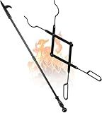 FEED GARDEN 32 Inch Fireplace Poker and 26 Inch Fireplace Tongs Set for Fire Pit Fireplace Tools Accessories Log Grabber Set For Camping Wood Stove Patio Campfire Picnic Indoor Outdoor