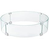 VEVOR Fire Pit Wind Guard, 23 x 23 x 8 Inch Glass Flame Guard, Round Glass Shield, 1/4-Inch Thick Fire Table, Clear Tempered Glass Flame Guard, Aluminum Alloy Feet for Propane, Gas, Outdoor
