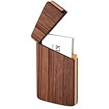 YOYAI Wood Business Card Holders Wooden Business Card Case Name Card Holder Walnut Card Holder with Magnetic Closure Portable (Black walnut)
