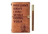 InnoBeta Yoga Gifts for Women, Yoga Journal and Pen Vegan Leather Refillable Notebook, Sketchbook, Travel Diary, 7.8x5 Inches