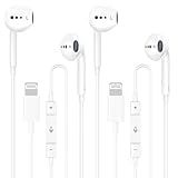 Wired Headphones for iPhone Earbuds with Lightning Connector,2 Packs Built-in Mic & Volume Control HiFi Stereo Nosie Reduction Earphones Compatible with iPhone 14/13/12/11/XR/XS/X/8/7 Support All iOS
