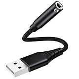 USB to 3.5mm Jack Audio Adapter,External Sound Card USB-A to Audio Jack Adapter with Aux Stereo Converter Compatible with Headset,PC Windows,Laptop Mac, Desktops,for PS4 and More Device (Black)