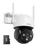 ZOSI C290 4K 8MP UHD Wired WiFi Security Camera Outdoor Indoor, Plug-in Pan/Tilt IP Camera, AI Human Face Vehicle Detection, Auto Tracking, Night Vision, Siren Alarm, 2-Way Audio, 64GB Memory Card