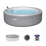 Bestway SaluSpa Hawaii Smart AirJet Inflatable Hot Tub Round Portable 6 to 8 Person Spa with 190 AirJets, App Control and EnergySense Cover, Grey