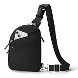 TOPEAST Anti-Theft Crossbody Travel Bag for Women Men, Small Black Cross-Body Bag Shoulder Bag with Zipper Switchable Strap, Fashion Lightweight Slim Sling Bag for Work Sport Gift