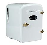 Frigidaire Retro Mini Personal Fridge Cooler, Holds up to 9 Cans, Portable for Car, Office, Bedroom, Dorm Room, or Cabin, Includes 110V AC and 12V DC cords - White Gold (Special Edition Color)
