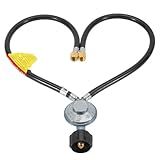 JEASOM 2 feet y-Splitter 2 Hose Propane Regulator, Low Pressure Dual Propane Tank Connection kit Hose, for Most LP/LPG Gas Grill, Fire Pit Table and Heater