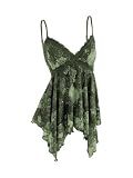 Verdusa Women's Y2K Lace Sequin Ruffle Peplum Babydoll Tops Green