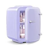 OSTBA Mini Fridge, 4 Liter/6 Can Mini Makeup Fridge, 110V AC/ 12V DC Portable Thermoelectric Cooler&Warmer for Skincare, Drink, Cosmetic, Medicine, Small fridge for Bedroom, Office, Dorm, Car, Purple
