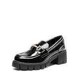 DREAM PAIRS Loafers for Women Platform Chunky Loafers Slip On Casual Shoes,Size 7.5,Black-Pat,SDLS2321W