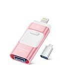 MFi Certified 256GB iPhone Flash Drive, Photo Stick Memory Stick for iPhone iPad, USB Thumb Drive for Photos Videos Transfer & Backup, External Storage Compatible for iPhone/Android/PC/Mac (Pink)