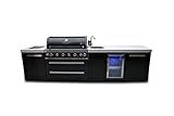 Mont Alpi MAi805-BSSBEV 6-Burner Premium Black Stainless Steel Modular Outdoor Kitchen Island BBQ Gas Grill with Beverage Center + Wine Cooler Refrigerator and Side Burner Grill Cover + Rotisserie Kit